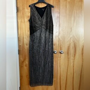 Connected Apparel Black and Silver Midi Dress